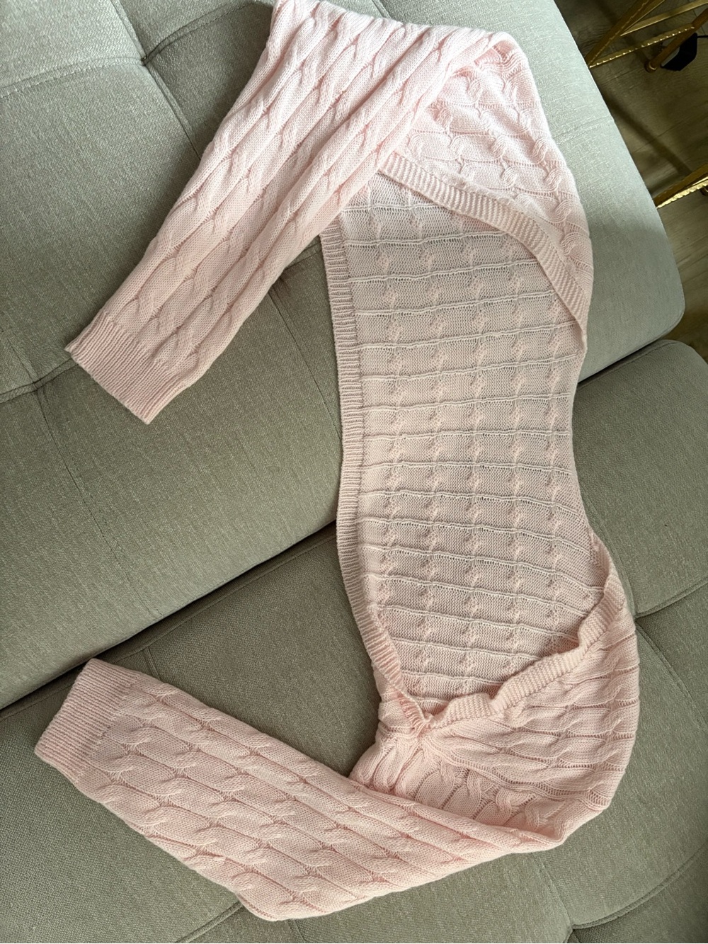 Soft Pink Cable Knit Sweater